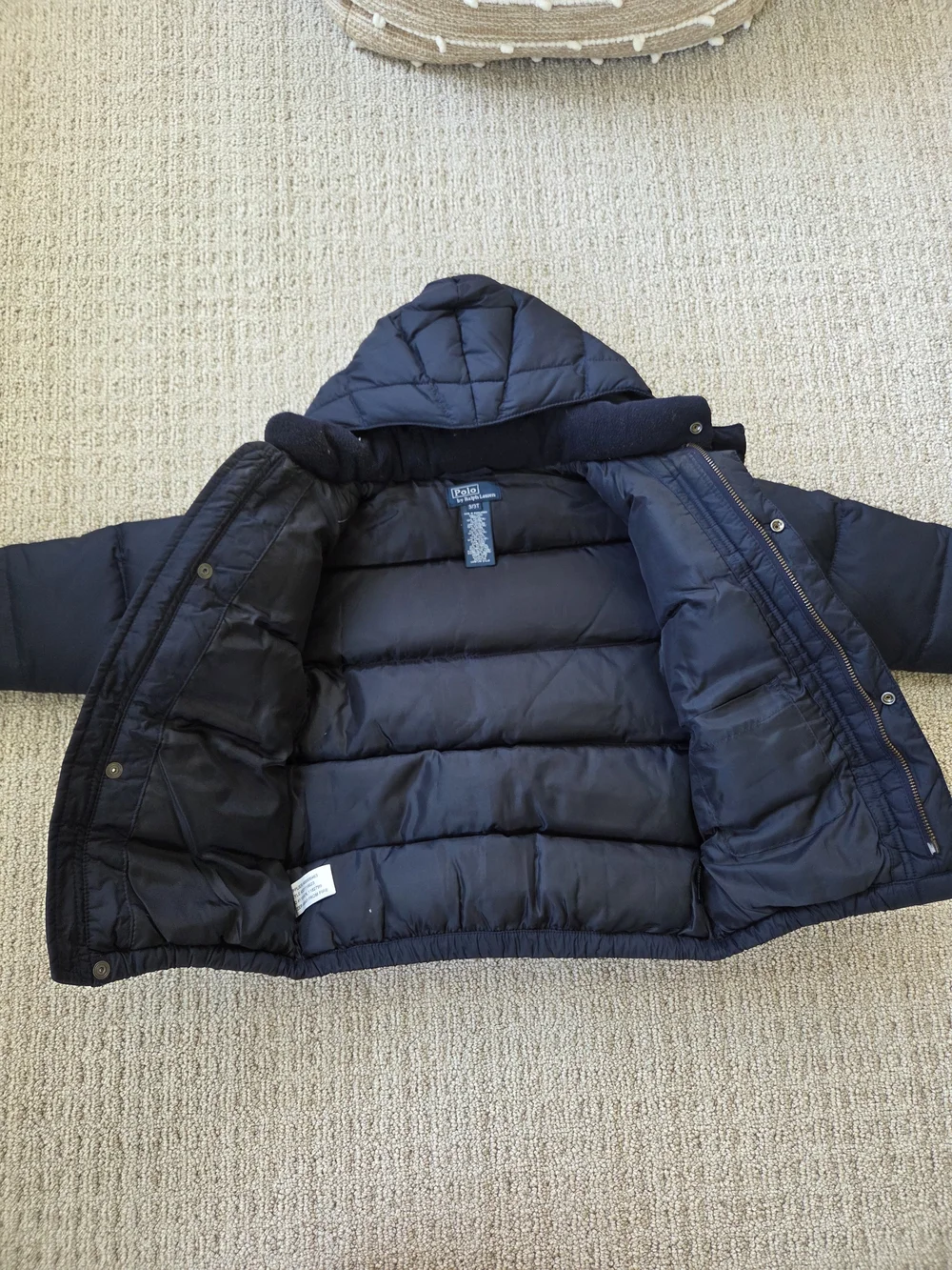 Ralph Lauren Navy Puffer Jacket with Hood